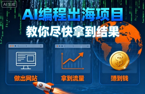 AI编程出海项目，教你尽快拿到结果-做出网站、拿到流量、賺到钱_抖汇吧
