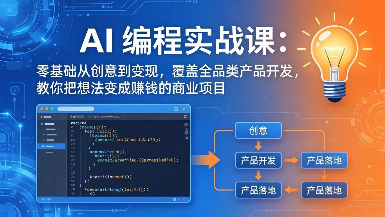 AI编程实战课-第三期-5月9更新：零基础从创意到变现，覆盖全品类产品开发，把想法变成赚钱项目_抖汇吧
