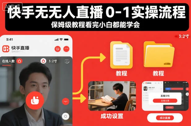 快手无人直播0-1实操流程，保姆级教程看完小白都能学会_抖汇吧