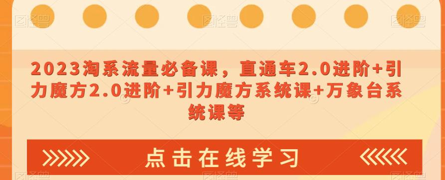 2023淘宝流量爆款课：直通车2.0进阶，引力魔方系统让你轻松引爆销售_抖汇吧