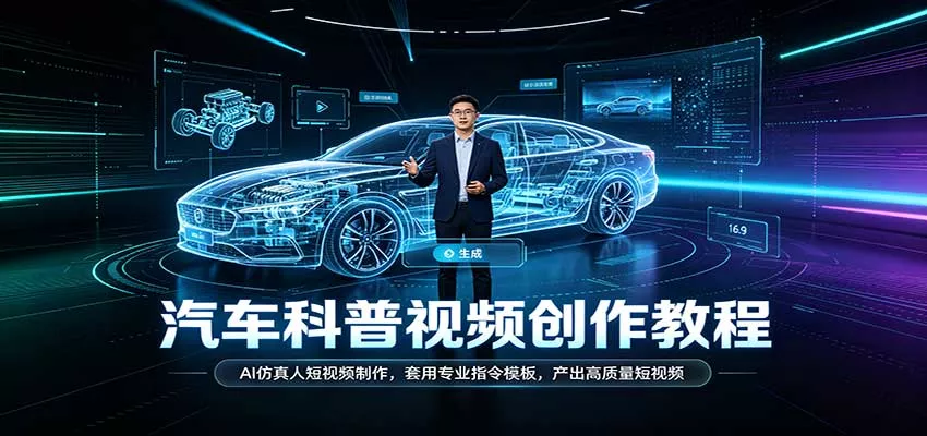 汽车科普视频创作教程：AI仿真人短视频制作，套用专业指令模板，产出高质量短视频_抖汇吧