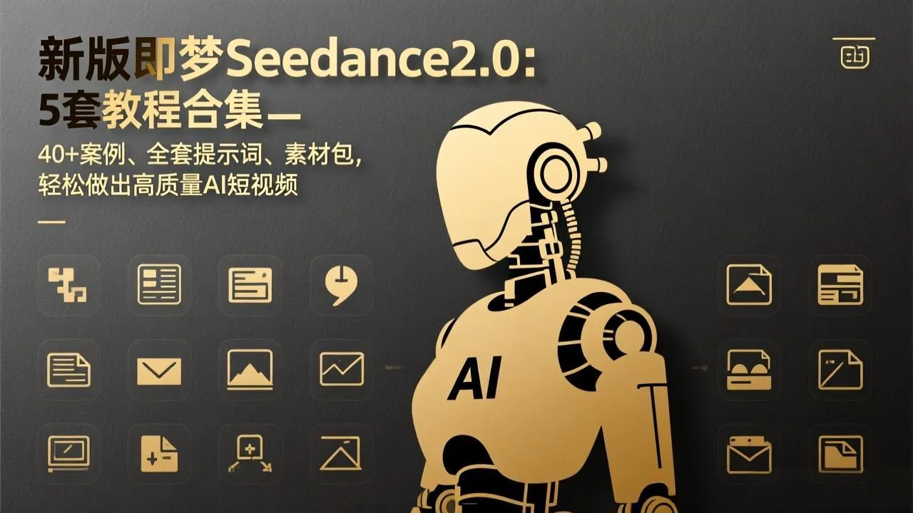 新版即梦Seedance2.0：5套教程合集，40+案例、全套提示词、素材包，轻松做出高质量AI短视频_抖汇吧