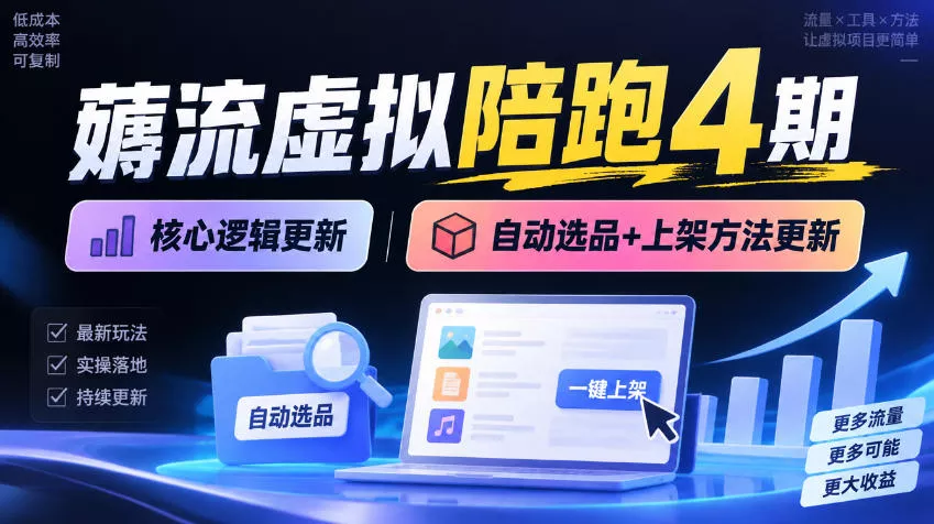 薅流虚拟陪跑4期丨核心逻辑更新丨自动选品+上架方法更新_抖汇吧