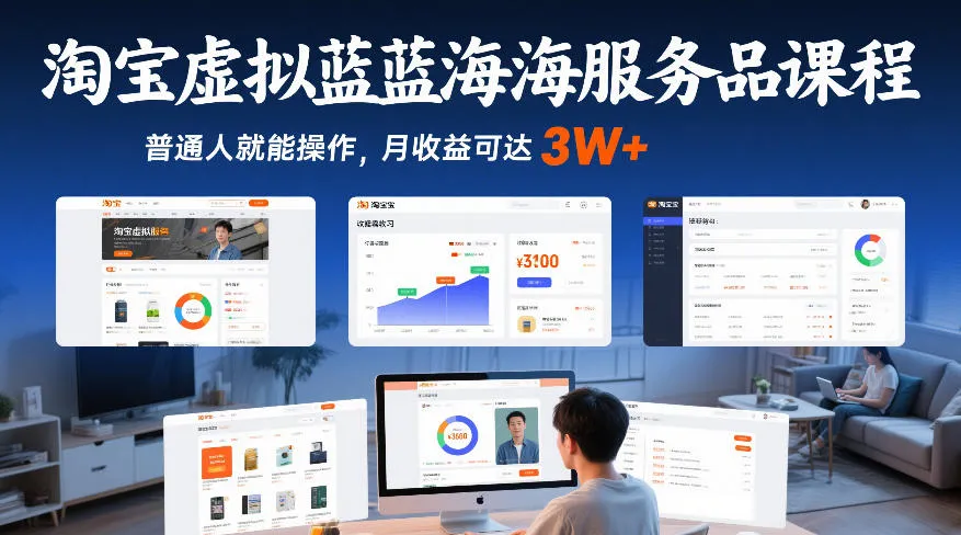 淘宝虚拟蓝海服务品课程,普通人就能操作,月收益可达3W+_抖汇吧
