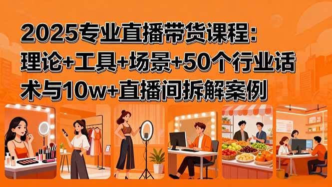 （15988期）2025专业直播带货课程：理论+工具+场景+50个行业话术与10w+直播间拆解案例_抖汇吧