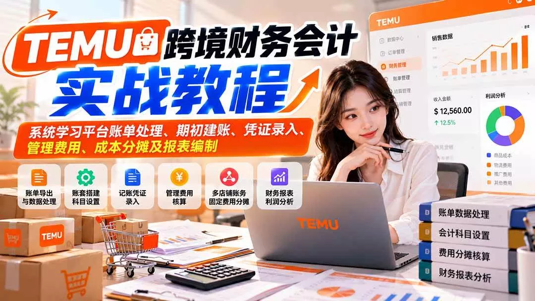 （21057期）TEMU跨境财务会计实战教程：系统学习平台账单处理、期初建账、凭证录入、管理费用、成本分摊及报表编制_抖汇吧
