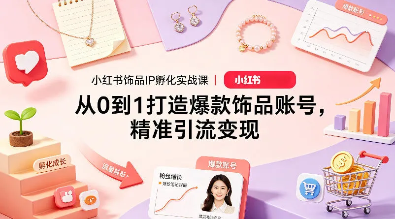 小红书饰品IP孵化实战课｜从0到1打造爆款饰品账号，精准引流变现_抖汇吧