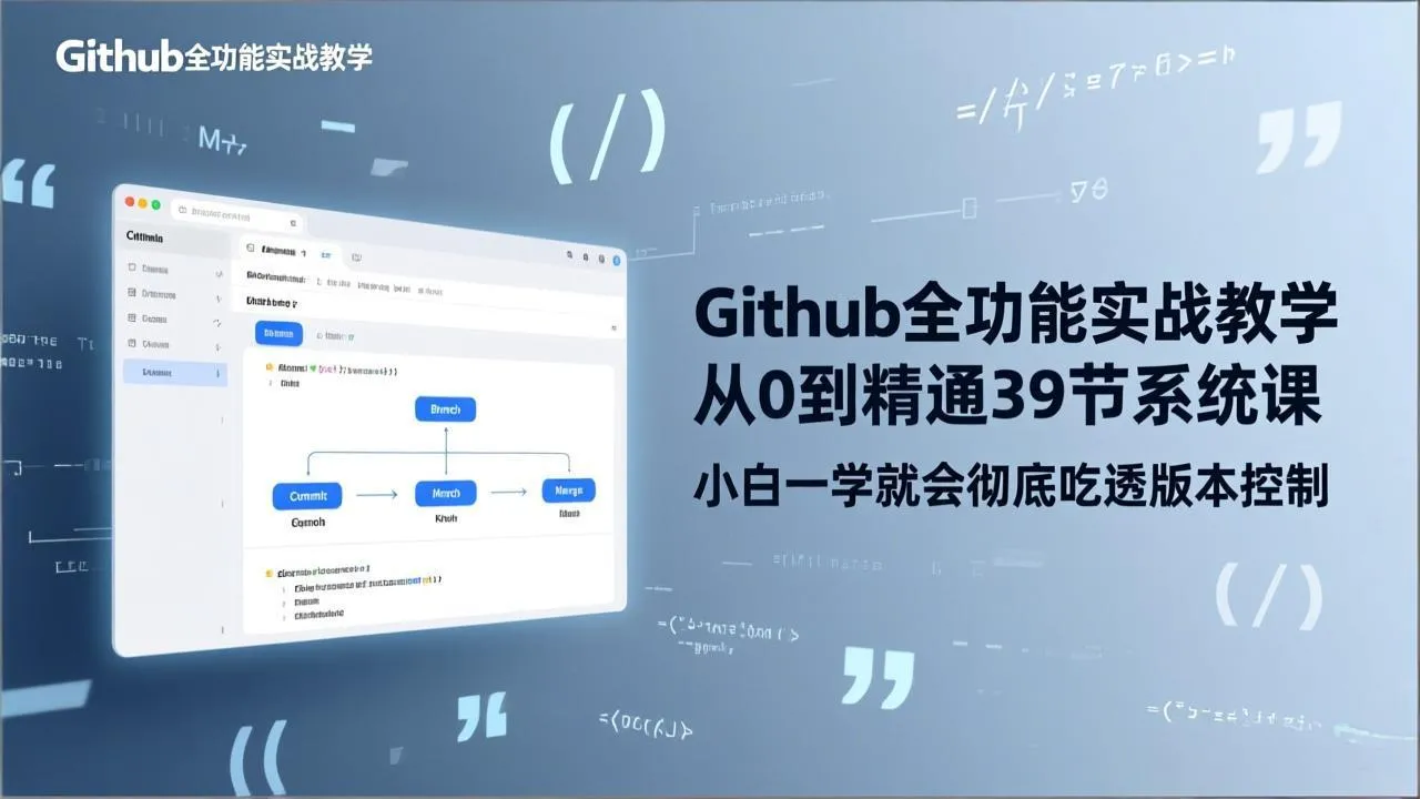 GitHub-全功能实战教学,从0到精通39节系统课,小白一学就会彻底吃透版本控制_抖汇吧