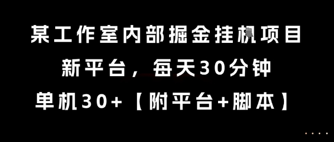 某工作室内部掘金挂G项目，新平台，每天30分钟，单机30+【揭秘】_抖汇吧