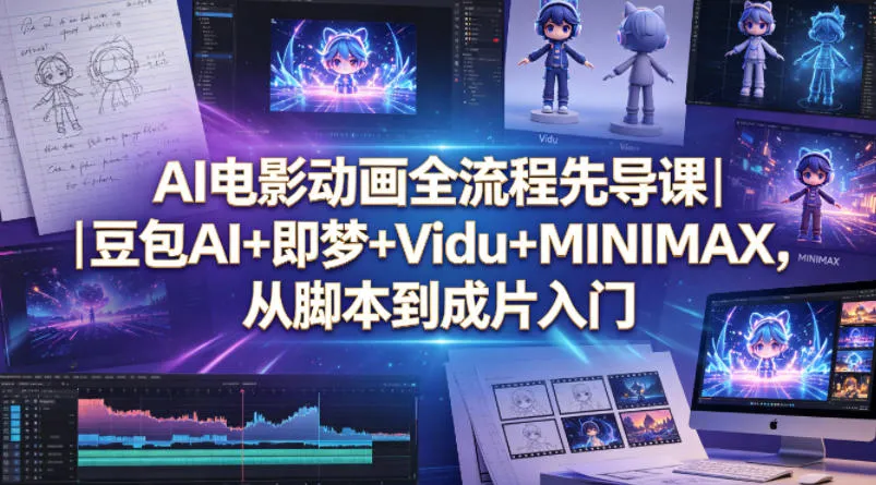 AI电影动画全流程先导课｜豆包AI+即梦+Vidu+MINIMAX，从脚本到成片入门_抖汇吧