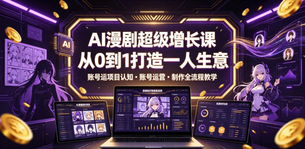 AI漫剧超级增长课，从0到1打造一人生意，项目认知・账号运营・制作全流程教学_抖汇吧
