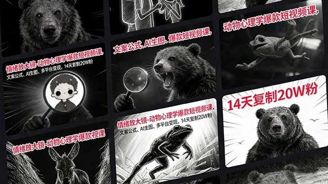 情绪放大镜-动物心理学爆款短视频课，文案公式、AI生图、多平台变现，14天复制20W粉_抖汇吧