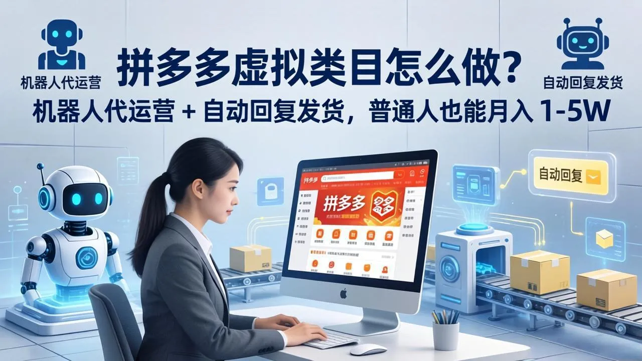 拼多多虚拟类目怎么做？机器人代运营 + 自动回复发货，普通人也能月入 1-5W_抖汇吧