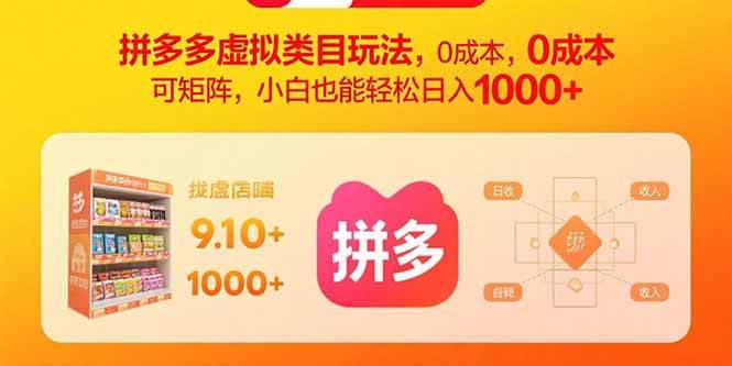 （15943期）拼多多虚拟类目玩法，0成本，可矩阵，小白也能轻松日入1000+_抖汇吧