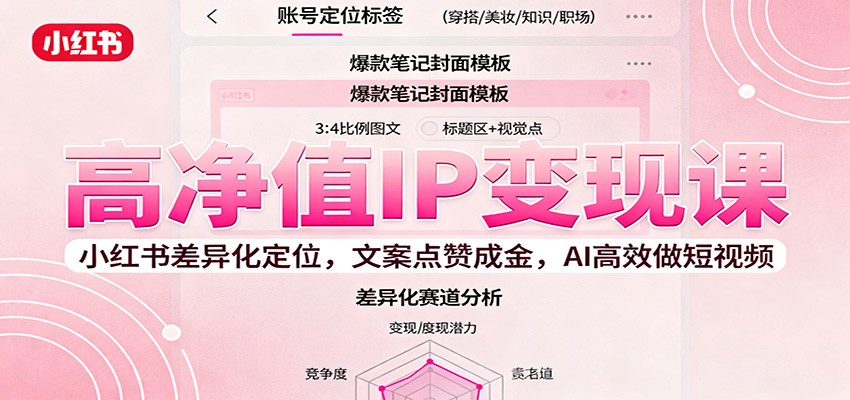 高净值IP变现课：小红书差异化定位，文案点赞成金， AI高效做短视频_抖汇吧