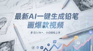 最新AI一键生成铅笔画爆款视频，多平台分发，日 入1k+，小白轻松上手【揭秘】_抖汇吧