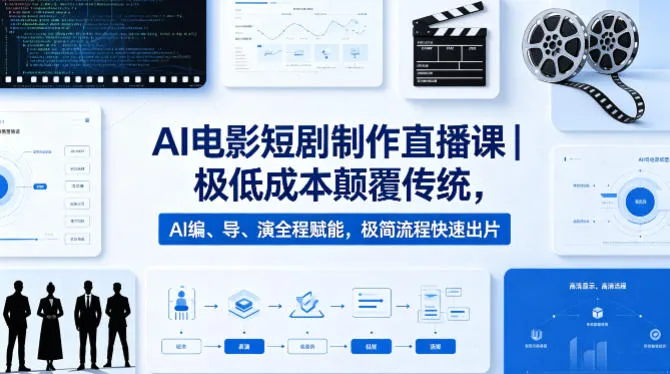AI电影短剧制作直播课｜极低成本颠覆传统，AI编、导、演全程赋能，极简流程快速出片_抖汇吧