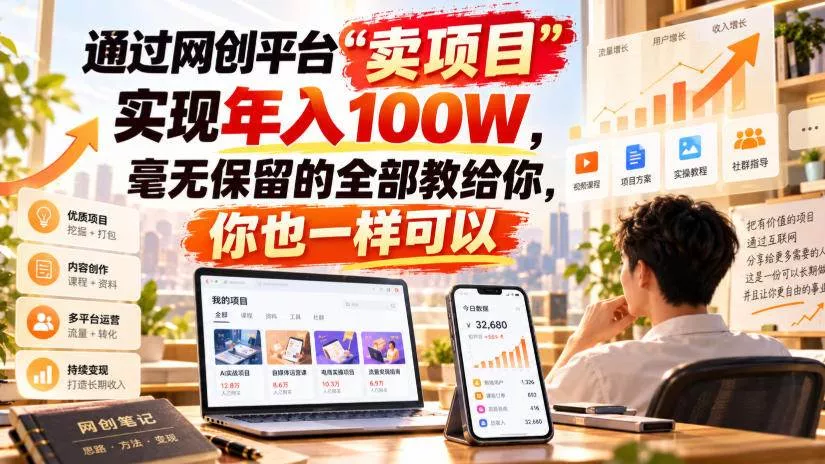 （20790期）通过网创平台“卖项目”实现年入百万，毫无保留的全部教给你！_抖汇吧