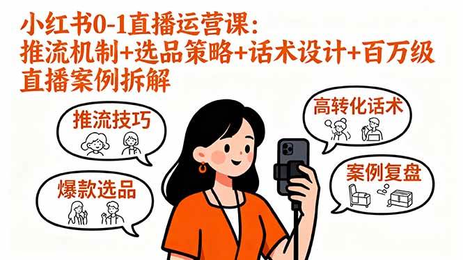 （16002期）小红书0-1直播运营课：推流机制+选品策略+话术设计+百万级直播案例拆解_抖汇吧