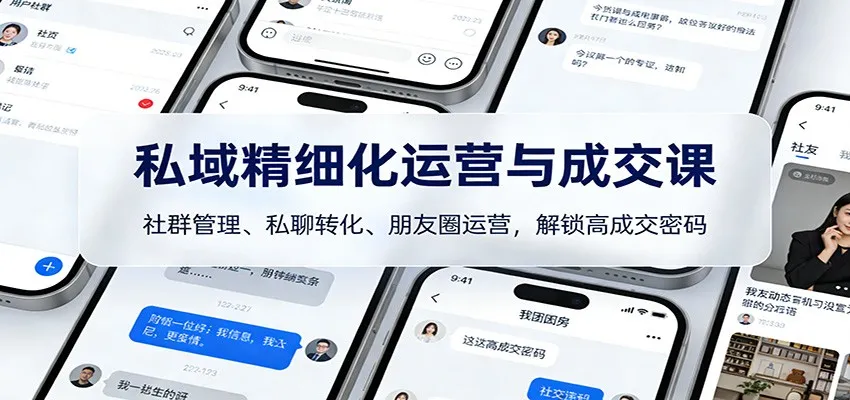 私域精细化运营与成交课:社群管理、私聊转化、朋友圈运营,解锁高成交密码_抖汇吧