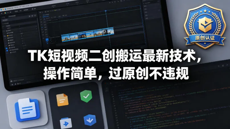 TK短视频二创搬运最新技术，操作简单，过原创不违规_抖汇吧