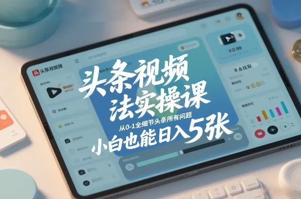 头条视频玩法实操课，从0-1全细节头条所有问题，小白也能日入5张_抖汇吧