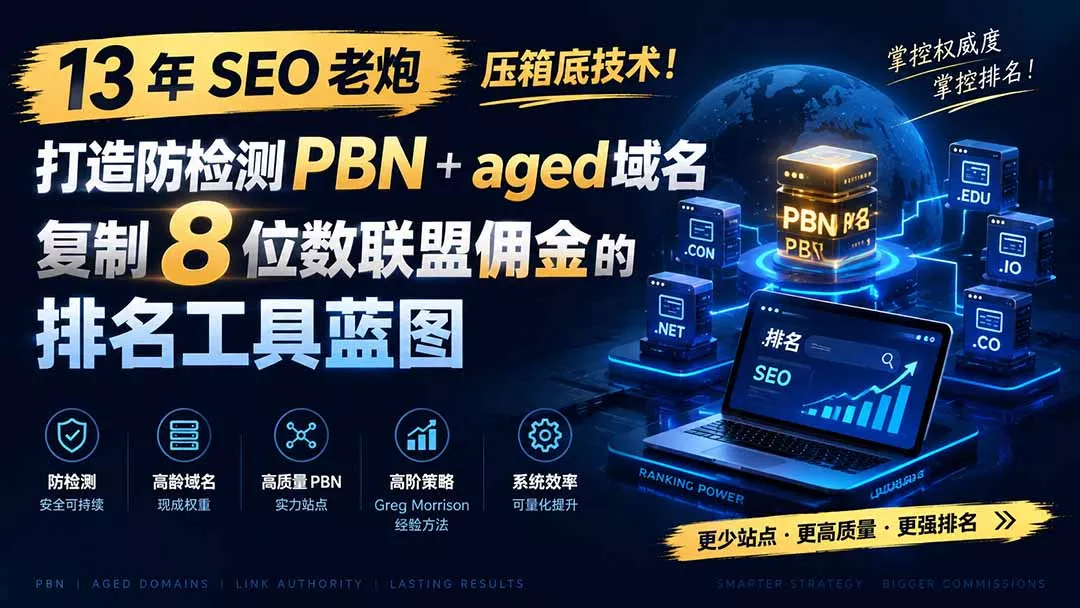 13 年 SEO 老炮压箱底技术!打造防检测 PBN+aged 域名,复制 8 位数联盟佣金的排名工具蓝图【原创双语字幕】_抖汇吧