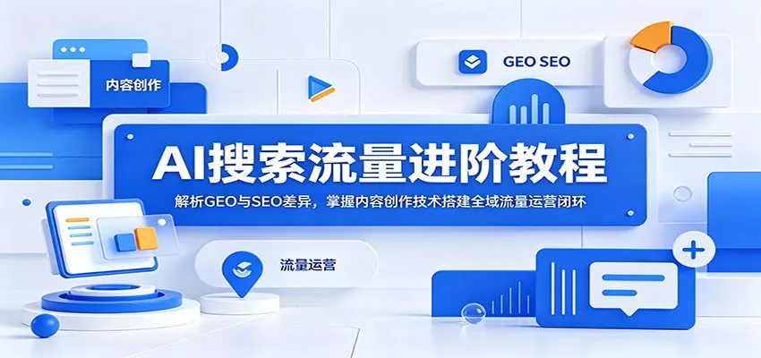 AI搜索流量进阶教程：解析GEO与SEO差异，掌握内容创作技术搭建全域流量运营闭环_抖汇吧