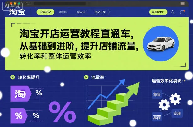 淘宝开店运营教程直通车,从基础到进阶,提升店铺流量,转化率和整体运营效率(更新26年1月)_抖汇吧