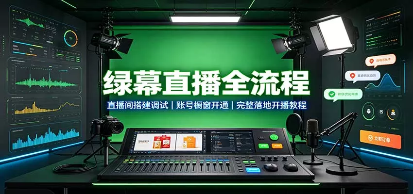 绿幕直播全流程：直播间搭建调试，账号橱窗开通，完整落地开播教程_抖汇吧