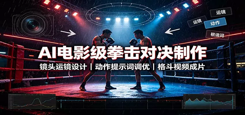 AI电影级拳击对决制作：镜头运镜设计，动作提示词调优，格斗视频成片_抖汇吧