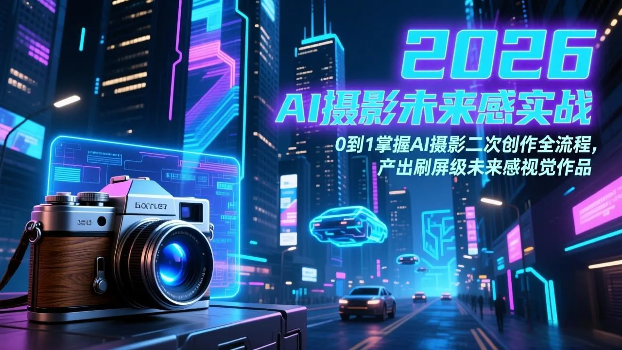 2026 AI摄影未来感实战：0到1掌握AI摄影二次创作全流程，产出刷屏级未来感视觉作品_抖汇吧