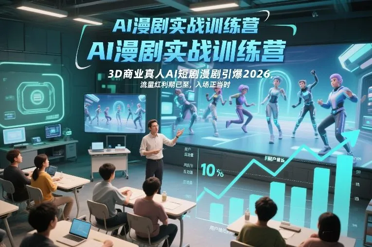 AI漫剧实战训练营，3D商业真人AI短剧漫剧引爆2026，流量红利期已至，入场正当时_抖汇吧
