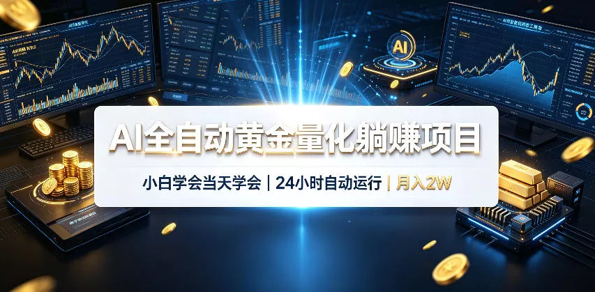 AI全自动黄金量化躺賺项目，24小时自动运行，月入2W！_抖汇吧