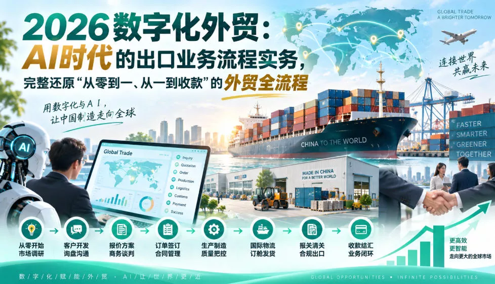 2026数字化外贸：AI时代的出口业务流程实务，完整还原”从零到一、从一到收款”的外贸全流程_抖汇吧