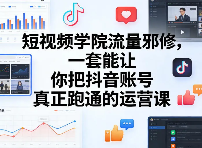 短视频学院流量邪修，一套能让你把抖音账号真正跑通的运营课_抖汇吧