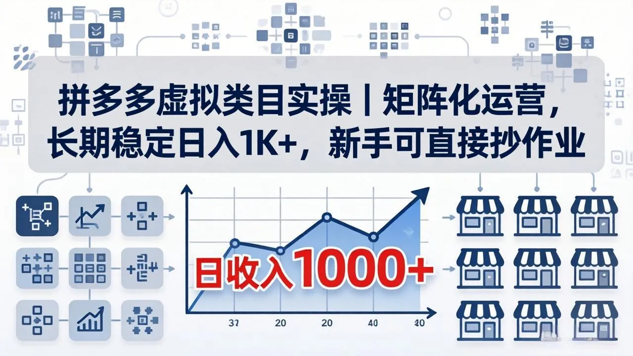 拼多多虚拟类目实操｜矩阵化运营，长期稳定日入 1K+，新手可直接抄作业_抖汇吧