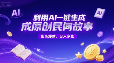 利用AI一键生成原创民间故事，无限制生成，条条爆款，日入多张_抖汇吧