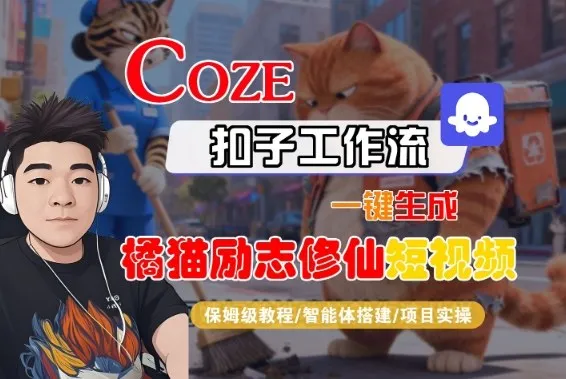 Coze扣子智能体工作流一键生成“橘猫励志修仙“短视频,全流程保姆级教学_抖汇吧