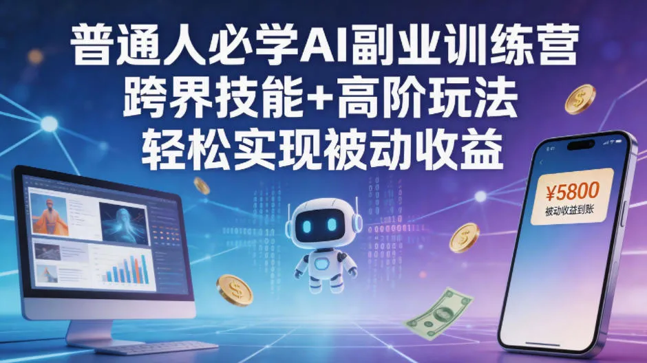 普通人必学AI副业训练营跨界技能+高阶玩法轻松实现被动收益_抖汇吧
