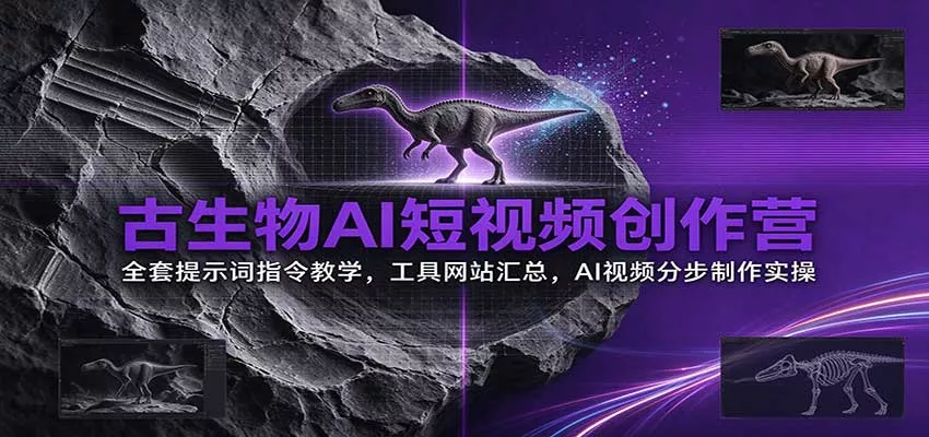 古生物AI短视频创作营：全套提示词指令教学，工具网站汇总，AI视频分步制作实操_抖汇吧