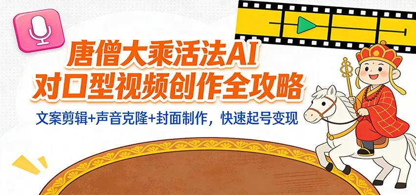 “大乘活法”AI对口型视频创作全攻略:文案剪辑+声音克隆+封面制作,快速起号变现_抖汇吧