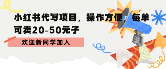 小红书代写项目，操作方便，每单可卖20-50米_抖汇吧