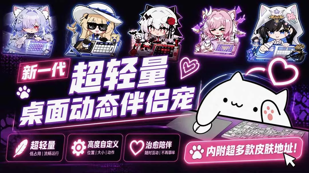 （20293期）开源免费用！新一代超轻量桌面动态伴侣宠，体验更美观，更丝滑，内附超多款皮肤地址，BongoCat_抖汇吧