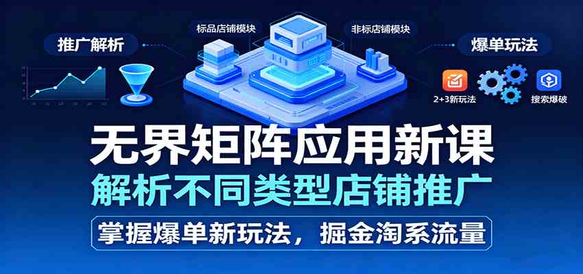无界矩阵应用新课，解析不同类型店铺推广，掌握爆单新玩法，掘金淘系流量_抖汇吧