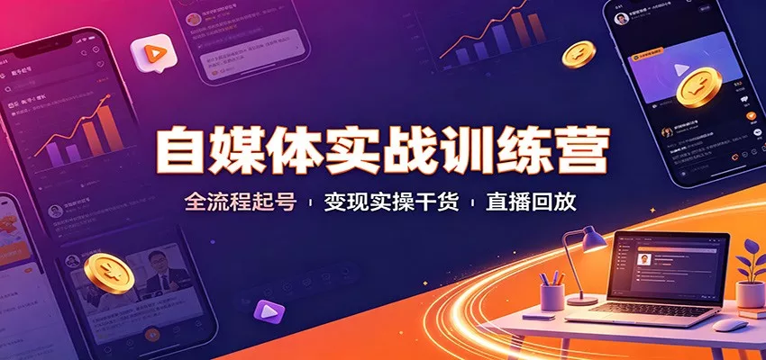 自媒体实战训练营:全流程起号变现实操干货直播回放_抖汇吧