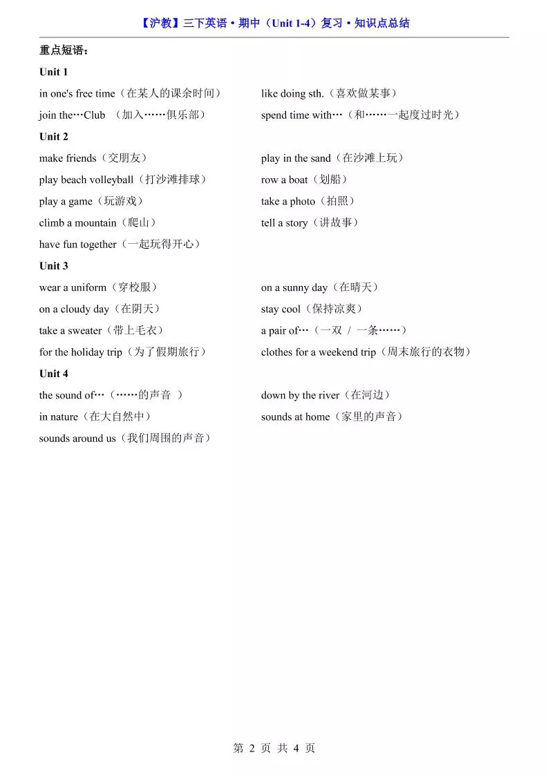 三年级下英语期中复习知识点《沪教版》_抖汇吧