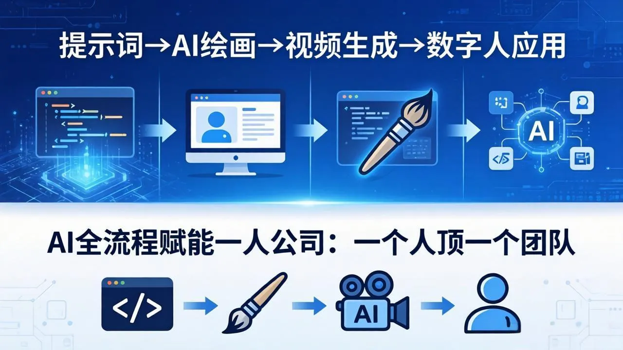 AI全流程赋能一人公司：提示词、绘画、视频、数字人、编程，一个人顶一个团队_抖汇吧