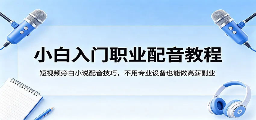小白入门职业配音教程，短视频旁白小说配音技巧，不用专业设备也能做高薪副业_抖汇吧