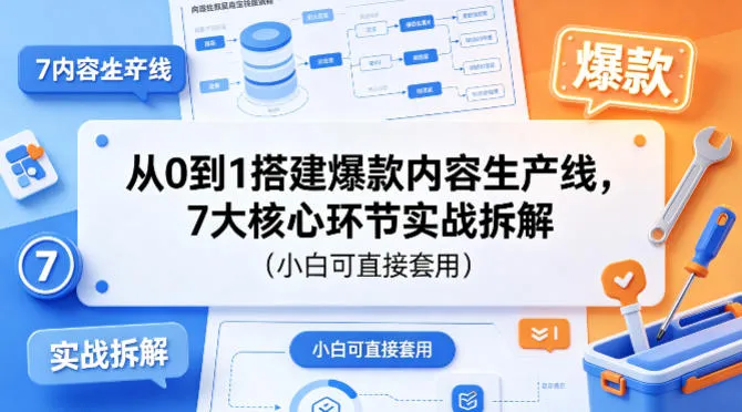 从0到1搭建爆款内容生产线，7大核心环节实战拆解(小白可直接套用)_抖汇吧